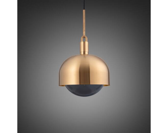 Forked Pendant/Brass/Large Brass Shade/Large Smoked Gl