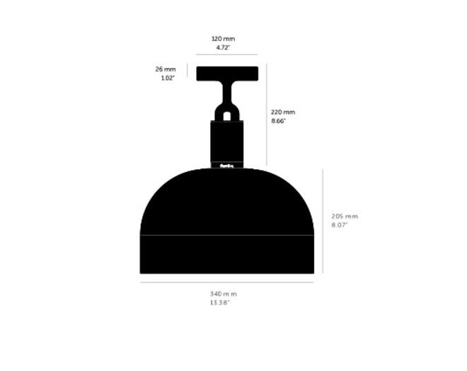 Forked Ceiling/Steel/Large Burnt Steel Shade