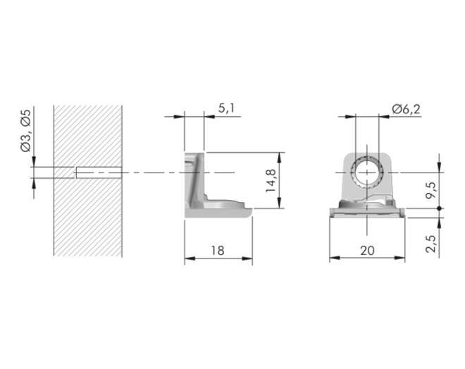 Verbinder (kastgedeelte) PK2 PRO 19mm