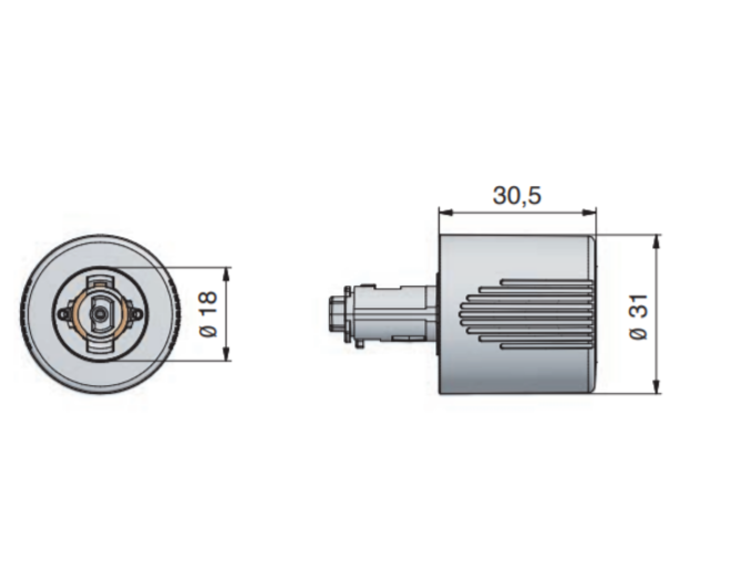 Draaiknop P2 mat vernikkeld links diameter 31 x 30,5 lang