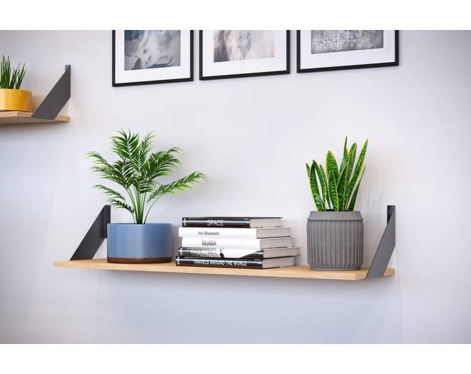 Plankdrager FLAT 20x20cm. mat zwart, per paar