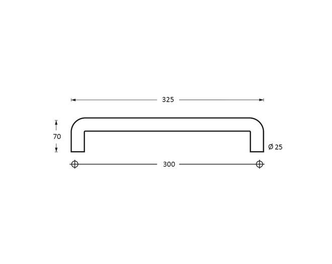 Deurgreep U-vorm per stuk 325x70x25 mm mat zwart