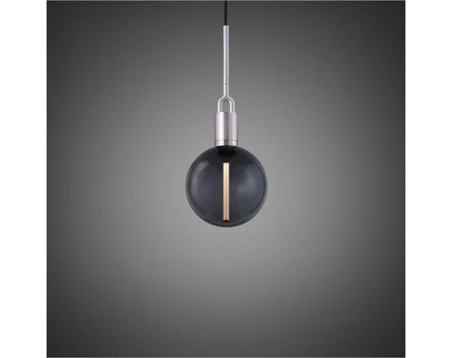 Forked Pendant/Steel/Medium Smoked Globe