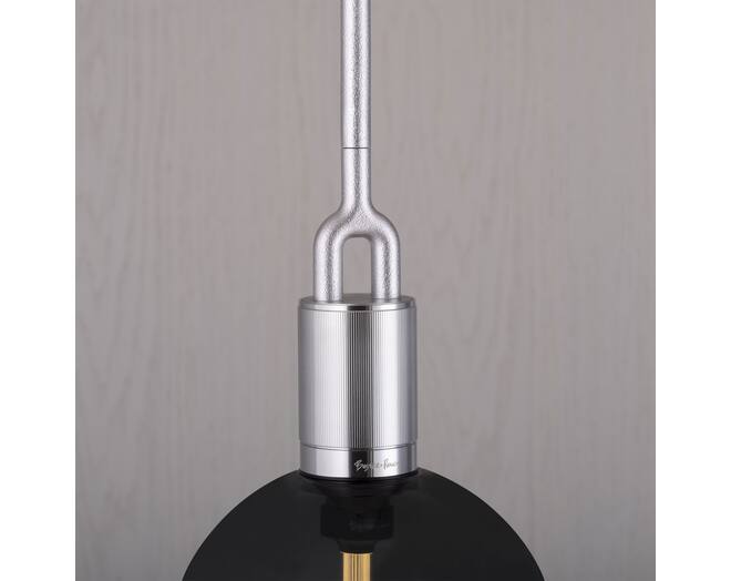 Forked Pendant/Steel/Medium Smoked Globe