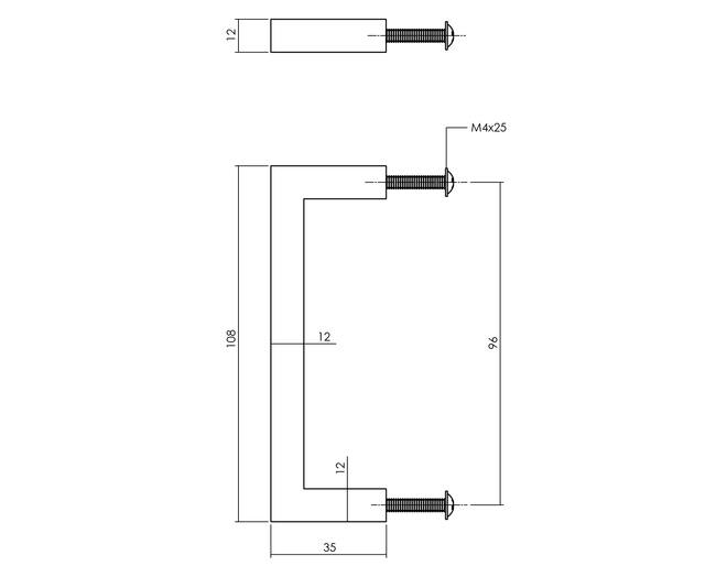 Meubelgreep vierkant 108 mm zwart