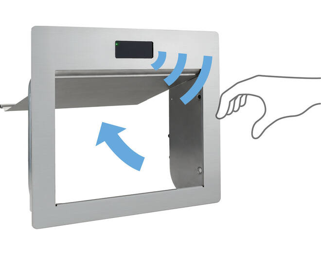 Afvaldoorlaat RVS met sensor contactloos openen 310x220x395