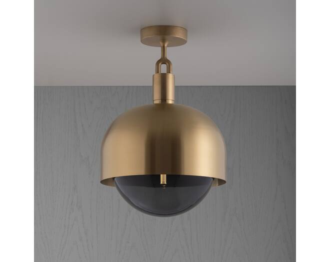 Forked Ceiling/Brass/Large Brass Shade/Large Smoked Gl