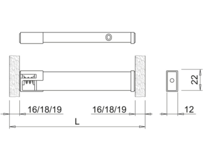 Baski-SF SHE 24V Alum Rechts voor kast 1200mm