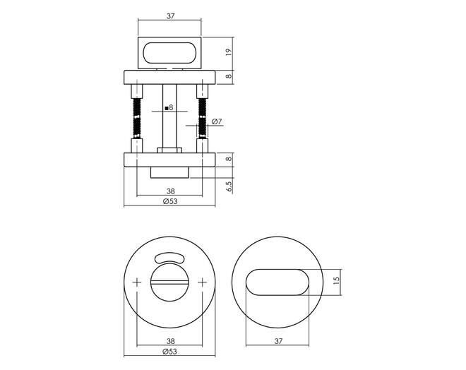 Rozet met toilet-/badkamersluiting ø53x8mm