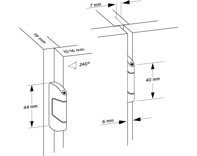 Scharnier voor volkern deur 1/2 opleg 7mm, deurdikte 10-13mm