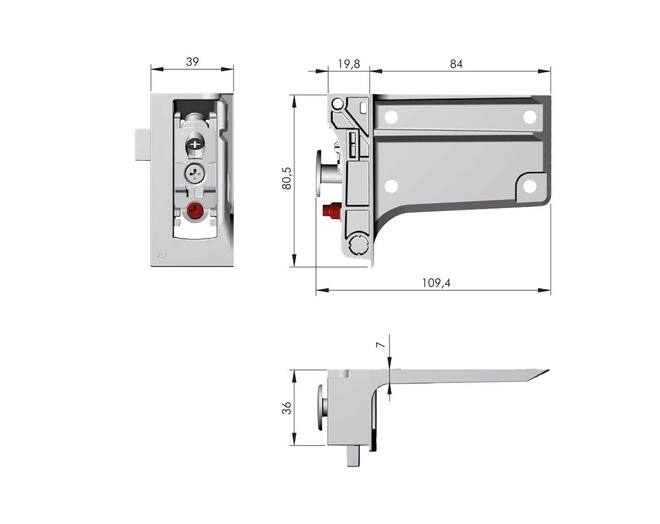 Kastophanger LIBRA H7 links, v alu profiel, om te schroeven