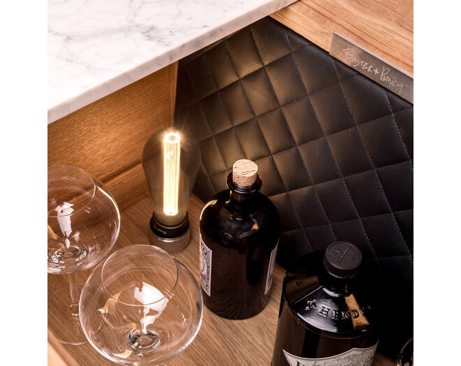 The Popstar Bar/Natural Oak/Steel/White Marble/Black