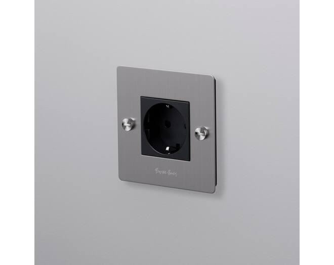 EU 1G Socket/Schuko Type F/w/ B+P Logo/Steel