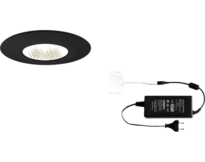 6x Pixel 24V mat zwart + driver 24W met 6-voudige verdeler
