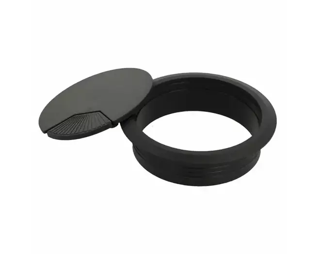 Kabeldoorvoer klep met veer 80mm kunststof zwart