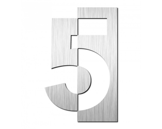 Huisnummer "5" hoogte 125mm, RVS geborsteld