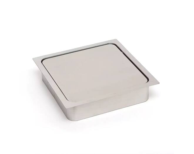Afvaldoorlaat 220x220mm RVS mat met soft close deksel
