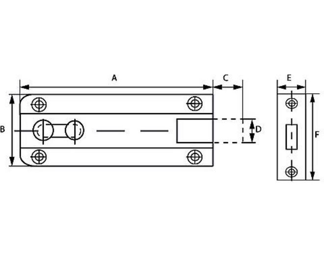 Profielschuif / met bocht / 35x060mm / messing gepolijst