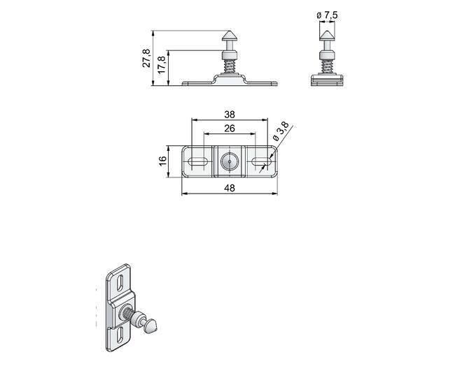RFID slot CAPTURA, sluitdeel v/schuifdeur of lade VE=25 st