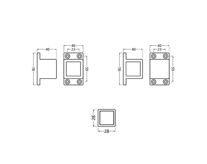 Koker 28x28x3,5 aluminium wit
