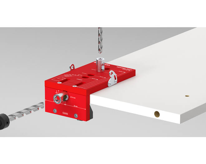 Boormal voor REKORD stelvoeten 12mm, 18mm paneeldikte