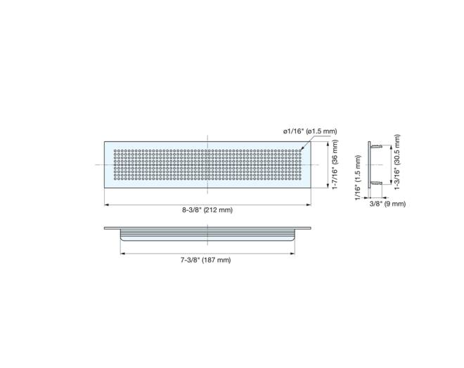 Luchtrooster aluminium mat zwart 210x36mm