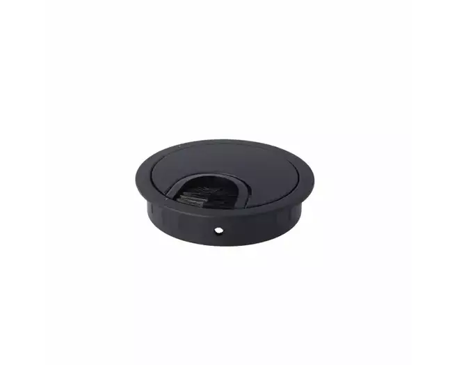 Kabeldoorvoer 60mm met borstel, zwart,  diepte 13mm