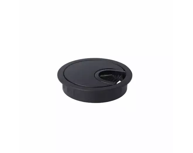 Kabeldoorvoer 60mm met borstel, zwart,  diepte 13mm