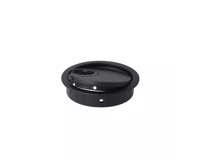 Kabeldoorvoer 60mm met borstel, zwart,  diepte 13mm