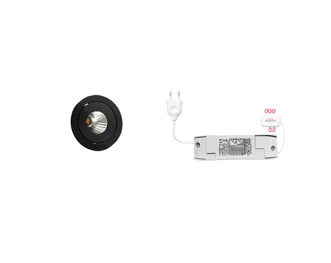 6x Ancona  zwart + 6 x verlengsnoer + Driver