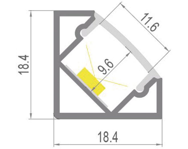 MC45-3 aluminium hoekprofiel Lengte:
