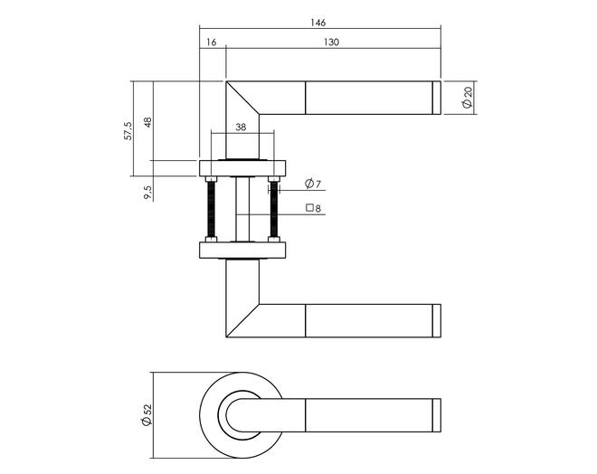 Deurkruk Bastian op ronde rozet ø52x10mm antracietgrijs
