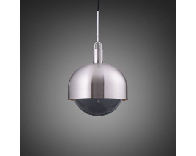 Forked Pendant/Steel/Large Steel Shade/Large Smoked Gl