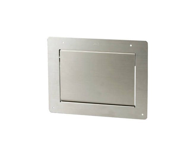 Afvaldoorlaat, montage aan de BINNENKANT 308x234mm RVS,