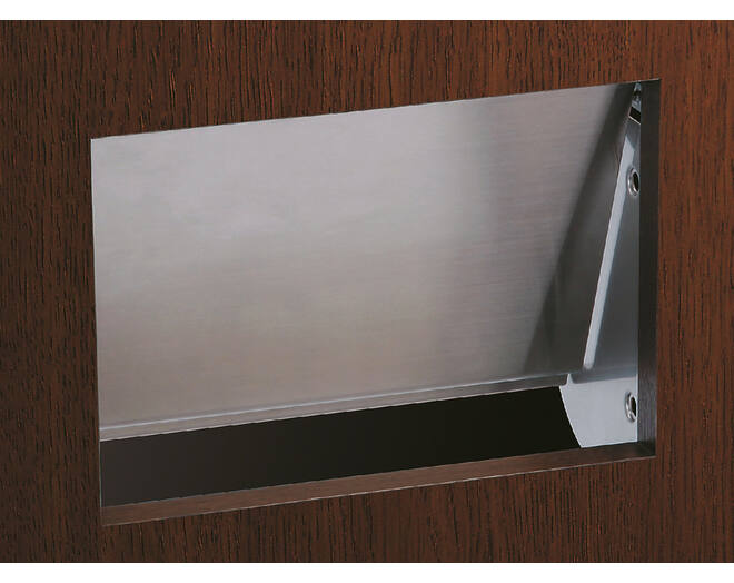 Afvaldoorlaat, montage aan de BINNENKANT 308x234mm RVS,