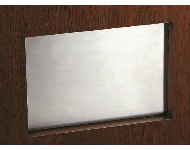 Afvaldoorlaat, montage aan de BINNENKANT 308x234mm RVS,