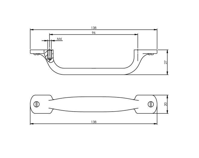 Meubelgreep 138 mm mat zwart