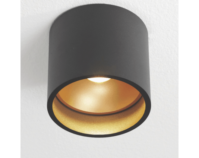 Plafondspot Santander rond opbouw zwart/GOUD dimbaar IP20
