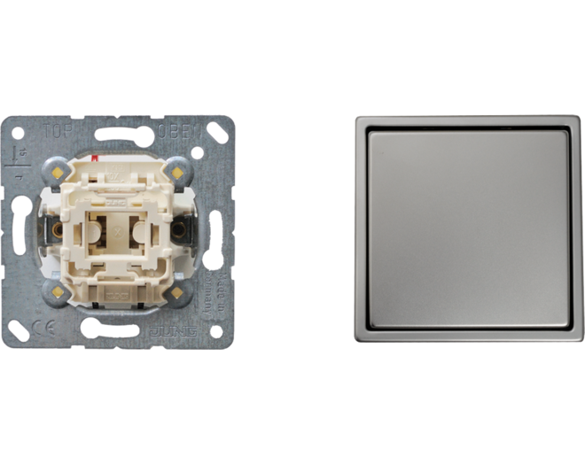 Jung LS-990 EDELSTAAL externe dubbele impulsdrukker