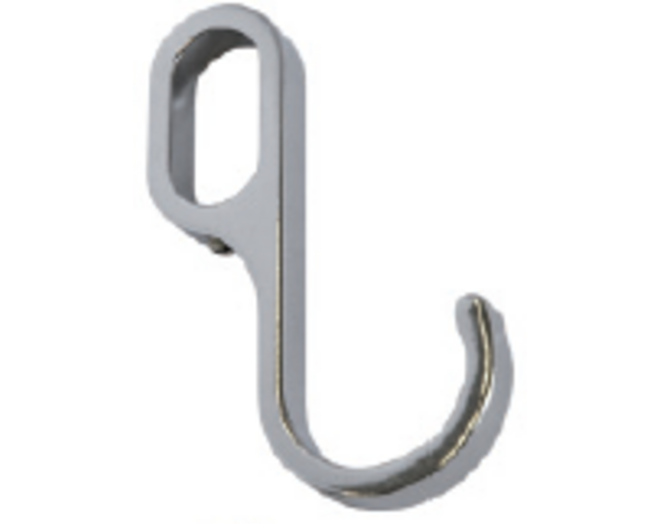 Opschuifhaak glans chroom voor roede 30x15mm