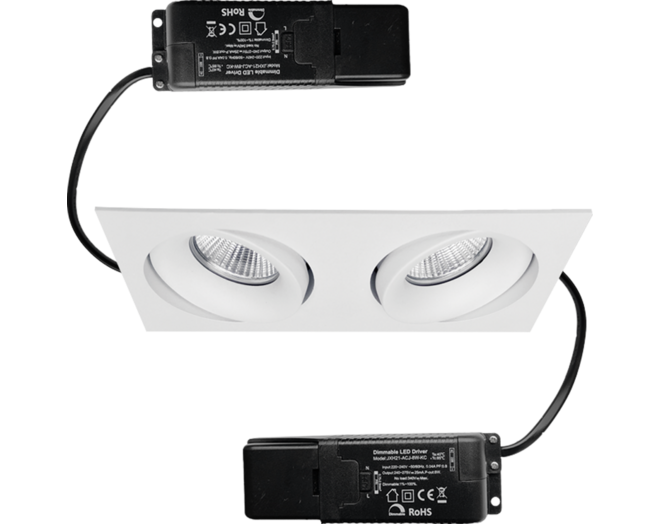 Cádiz Duo kantelbare inbouwspot wit + Triac driver