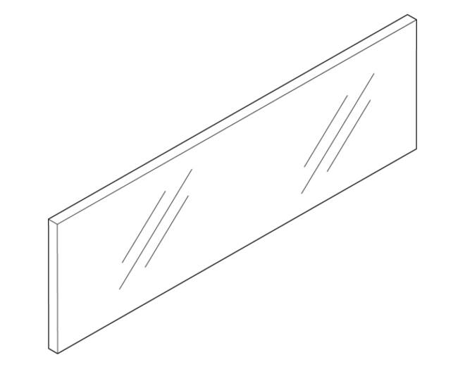 Frontstuk glas hoog Merivobox E 1160 x 142,5 x 8mm KB=1300mm