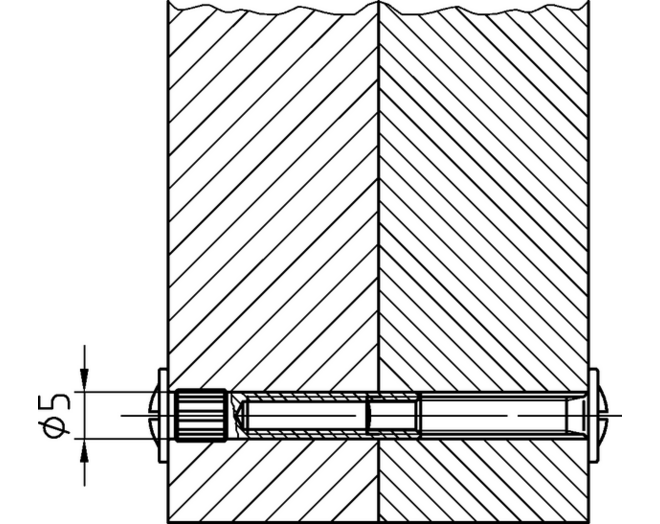 Verbindingshuls M4, met kop vernikkeld, 27mm lang onder kop