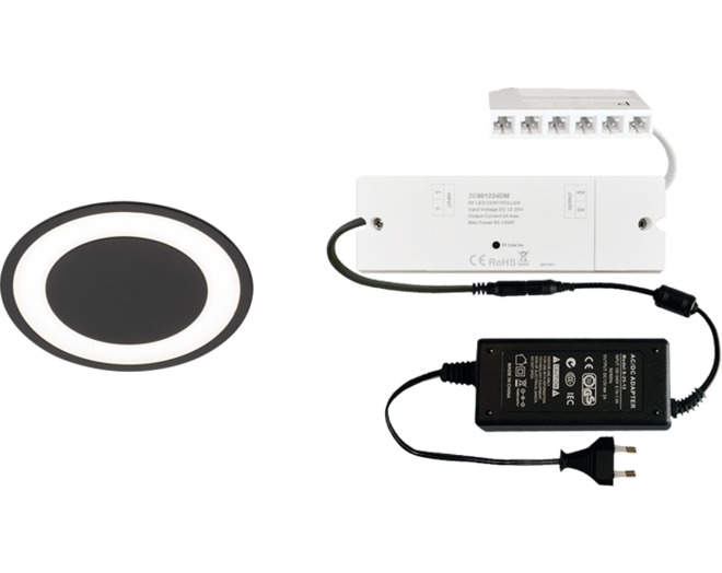 6x Kronos mat zwart D-Motion + ZigBee ontvanger + Driver 24W