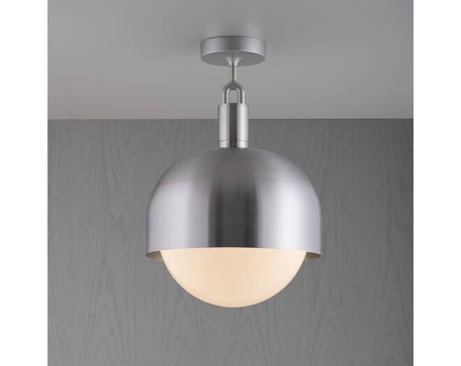Forked Ceiling/Steel/Large Steel Shade/Large Opal Glob