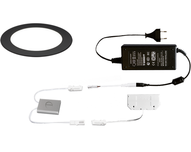 11x Smally 24V mat zwart + Dotti TouchDimmer + driver 24V/36