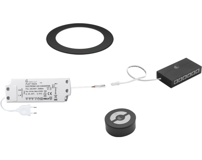 1x Smally 24V mat zwart +GiroFE 15W driver met zwarte zender