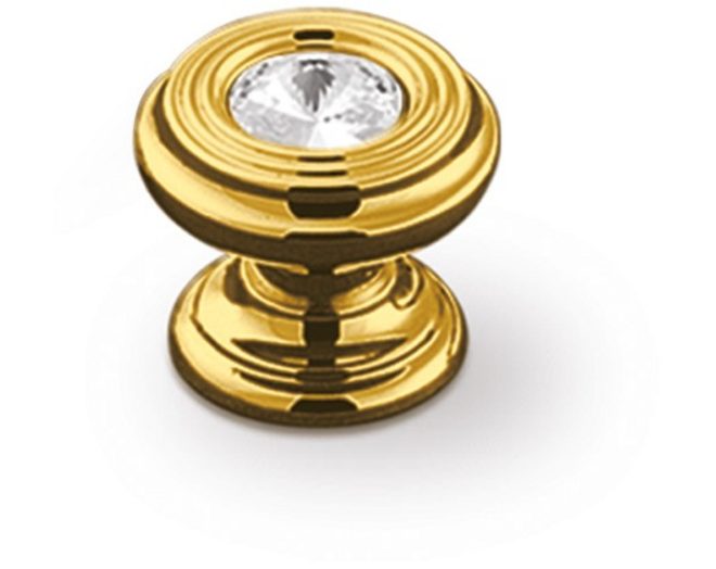 Knop 30mm, verguld met SWAROVSKI CRYSTAL inleg