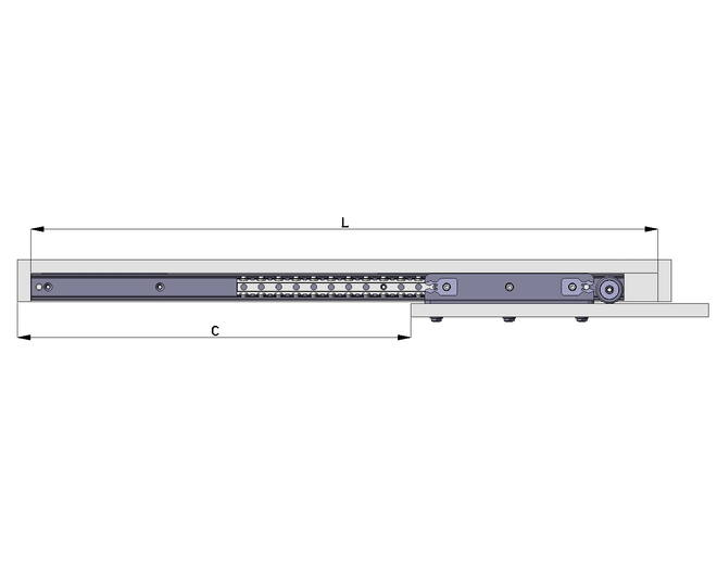 SURF Geleider voor keukentop LAAG, lengte 600mm, 363mm uit-