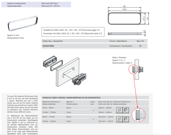 Opvulring voor codeslot -> slot geschikt voor volkern 13mm